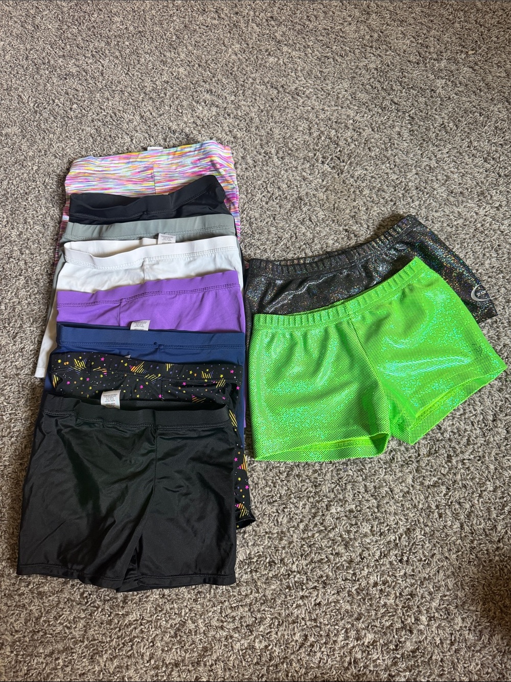 Girls Athletic Shorts - Neon Green & Assorted Colors dance gymnastics  lot